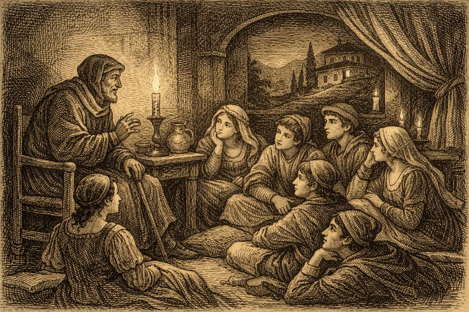 El Cuento Como Género: Por Qué La Antología Manda 2 Escena De Narración De Cuentos Al Estilo Del Decamerón De Boccaccio